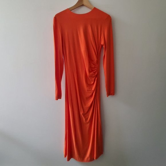 Ninety Percent 'Hyacinth' stretch midi dress in Orange, Size M - Picture 1 of 3